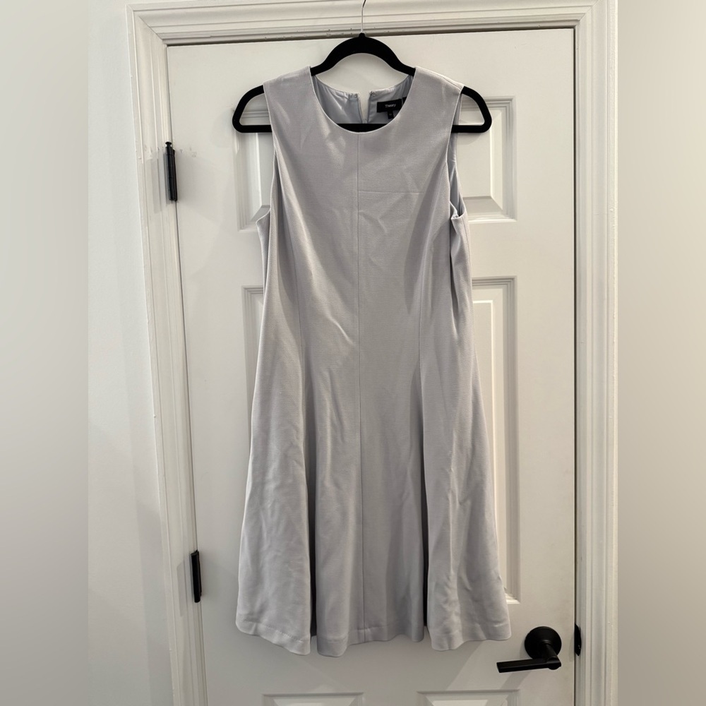 Theory Tillora Textured Sleeveless Shift Flare Dress Gray size 12